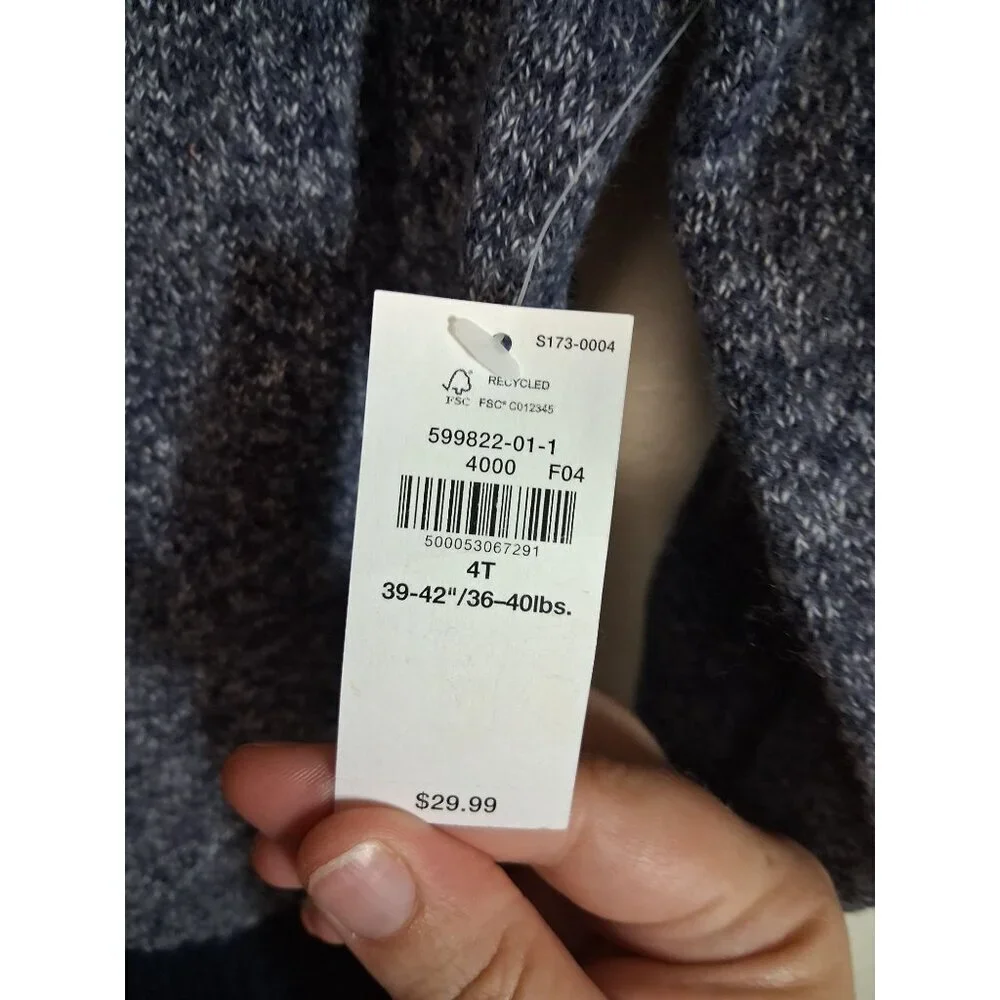 NWT Old Navy Sweater Hoodie Knit Casual Winter Blue Size 4T